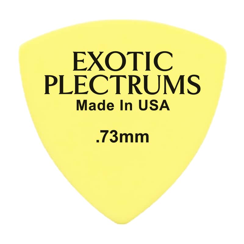 Exotic Plectrums Delrin Yellow Guitar Or Bass Pick - 0.73 mm Medium Gauge - Premium Made In USA - 346 Rounded Triangle Shape - 24 Pack image 1