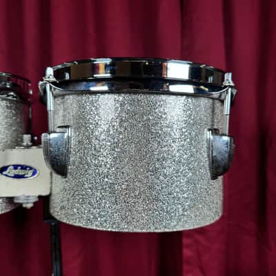 Vintage Ludwig 6" & 8" Tunable Bongos Silver Sparkle image 5