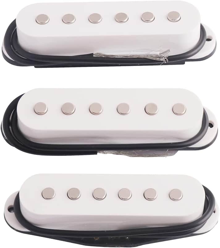 Electric Guitar Pickup Ceremic Magnet Neck Middle Bridge Single Coil Pickups Compatible with Strat Style SSS Electric Guitar Parts Replacement Set of 3Pcs White. image 1