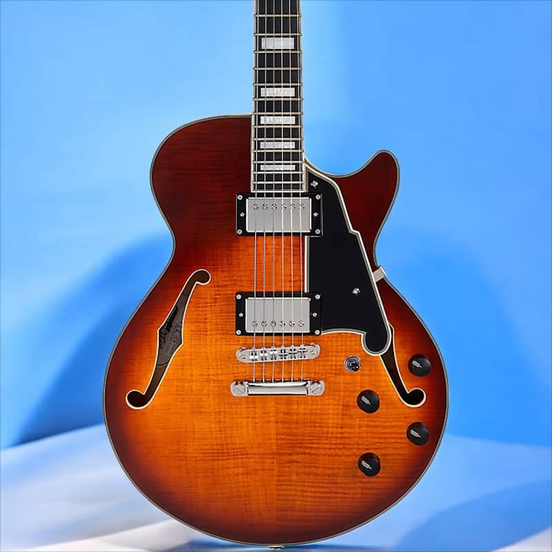 D'Angelico Premier SS Single Cutaway w/ stop-bar tailpiece, Dark Iced Tea Burst w/Gig Bag DAPSSDITBNS image 1