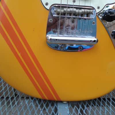 1969 Fender Mustang Custom Orange with racing stripes Excellent image 4
