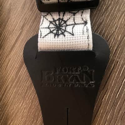Fort Bryan Adjustable 2" Black on White Spider Web Guitar Strap image 2