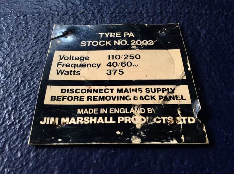 VINTAGE MARSHALL "STOCK TAG" FROM BACK PANNEL JMP PLEXI ERA image 1