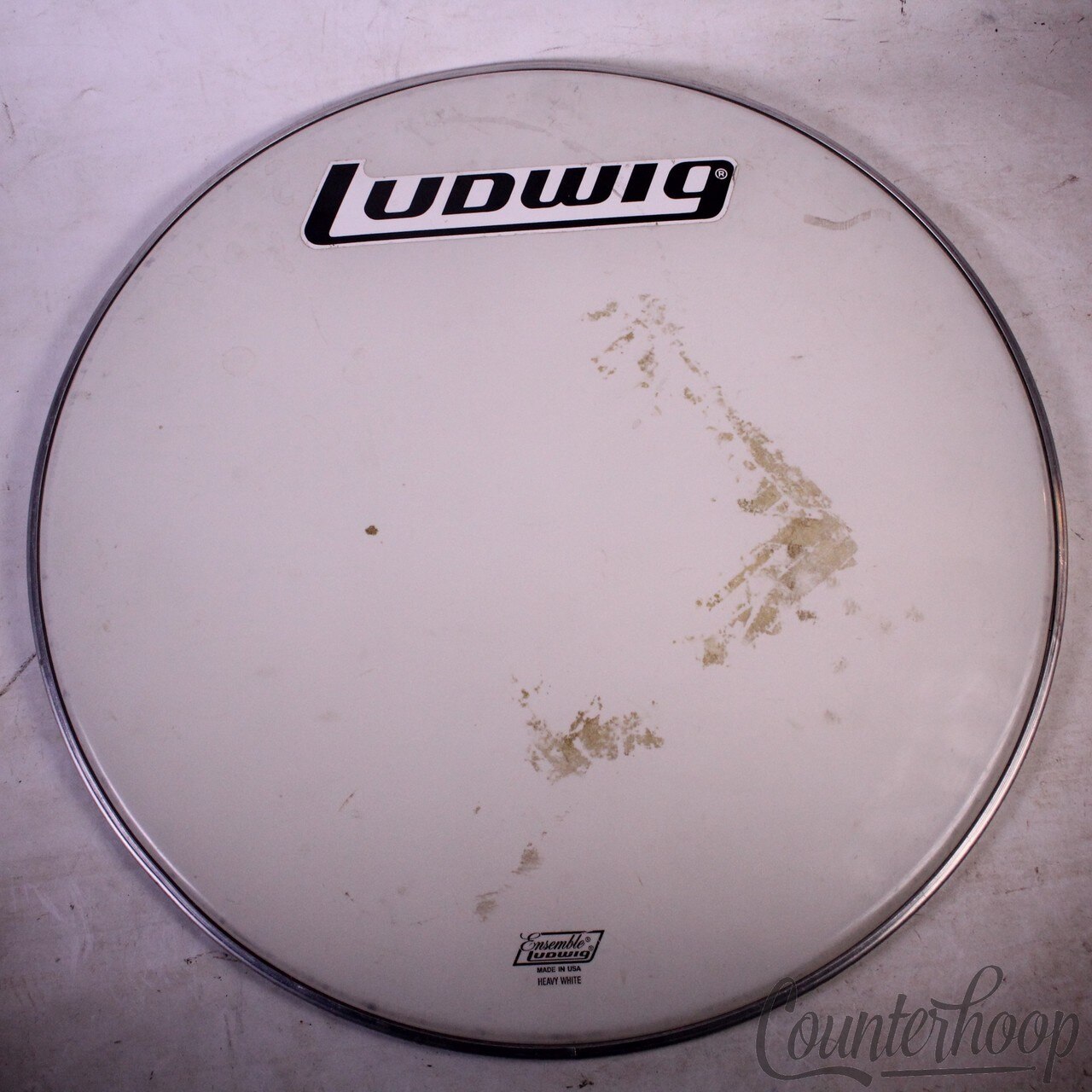 Ludwig 24"Heavy White Bass Drum Head Ensemble Resonant/Batter Vintage 70s USA* — main photograph