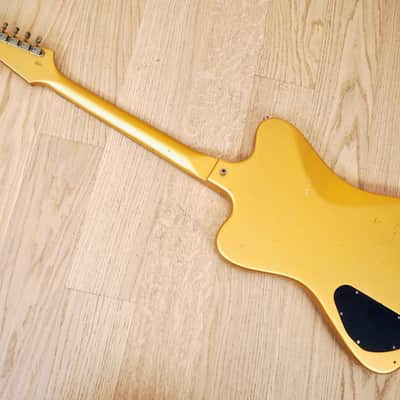 1980s Burny FB-85 F-Bird III Vintage Electric Guitar Gold Mist Poly P-90s, Japan image 13