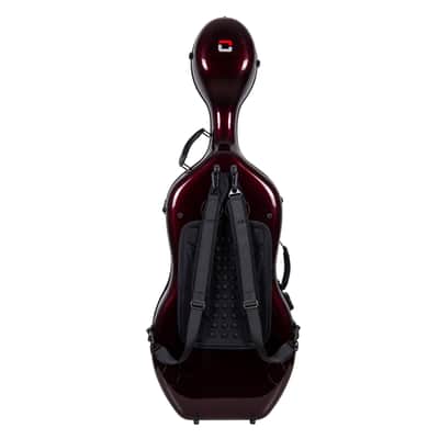 Crossrock 4/4 Cello Case Composite Carbon Fiber Hardshell with Shoulder Straps, Red image 2