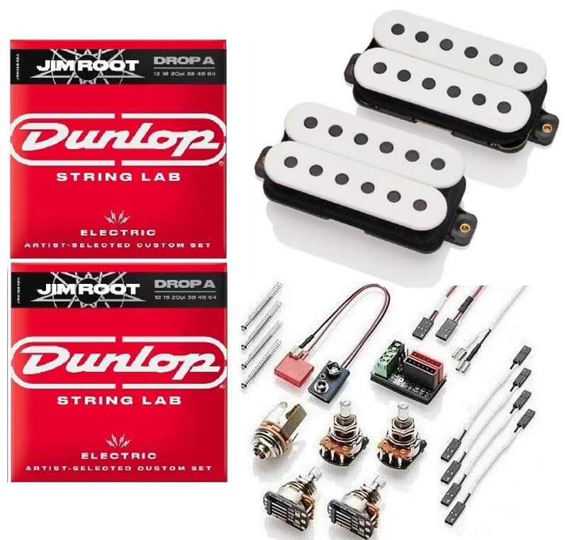 EMG Jim Root JR Daemonum WHITE Active Humbucker Guitar Pickup Set 49mm Standard Spaced 10mm Short Shaft Pots ( 2-DROP A JR STRING SETS ) image 1