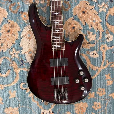 Schecter C-4 Deluxe Active 4-String Bass 2010s - Crimson Red Burst image 6