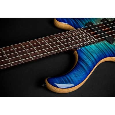 Mayones Patriot 5 V-Frets 5-String Multi-Scale Bass Guitar (Trans Jeans Black 3-Tone Blue Burst Out) image 14