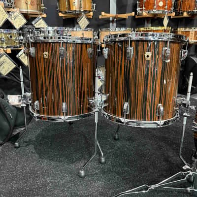 ~RARE!~ Ludwig Classic Maple 6-Piece 8/10/12/14/16/22 Drum Kit Set in Exotic Macassar Ebony Lacquer with SKB Soft Cases (Rm 4) image 9