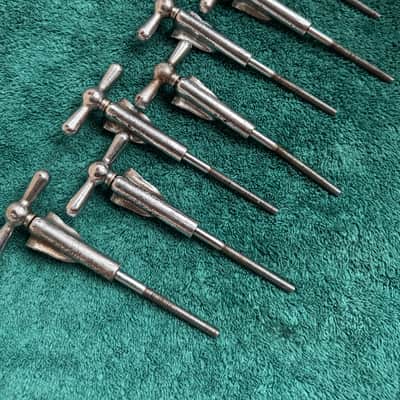 Leedy and Ludwig Lot of 8 “L” Bowtie Bass Drum Tension Rods 4.5” + Claws 50s - Nickel image 2