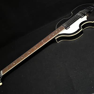 Hofner HCT500/1L-BK Left Handed Custom Conversion Beatle Bass Toaster Pickops & Tea Cups Trans Black image 3