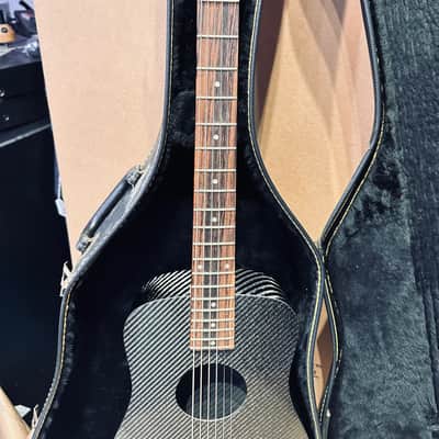KLOS Carbon Fiber Travel Acoustic Guitar w/ Padded Case – Black – Used image 24