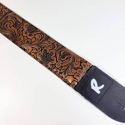 Vegan Leather Guitar Strap - Tooled Faux Leather Guitar Strap - Textured Leather Guitar Strap-Fits image 1