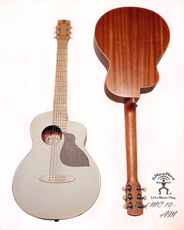 aNueNue Bird MC10 - AM Almond Milk Solid Sitka Spruce & Mahogany Travel Guitar image 1