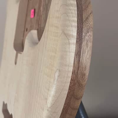 Compact Offset Bass Body NOS- High End Maple Top-Mahogany accent -solid ONE-piece Butternut (White Walnut) Back - Unfinished Front Routed LIMITED Luthier Supply R29 image 7