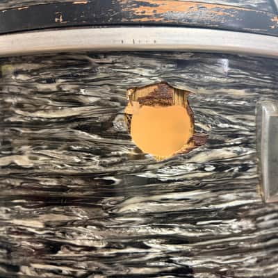 1959/60 Ludwig 14x20 Transition Badge Bass Drum in Black Oyster Pearl image 4