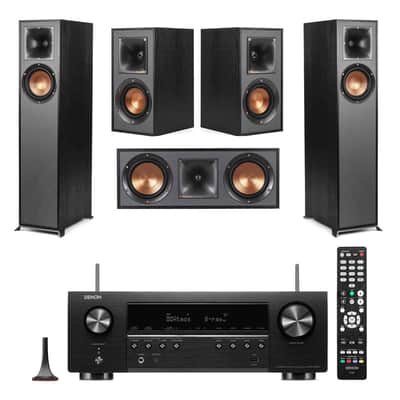 Klipsch Reference 5.0 Home Theater System with 2x R-610F Floorstanding Speaker, R-52C Center Channel Speaker, 2x R-41M Bookshelf Speaker and Denon AVR-S670H 75W 5.2-Channel Receiver image 6