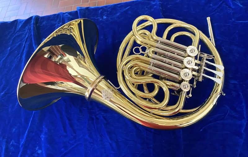 New Alexander 1103MAL-HG Double French Horn in Yellow Brass,Lacquered,Cut Bell,Hand Hammered Bell Spout; with Mouthpiece, Care Kit image 1