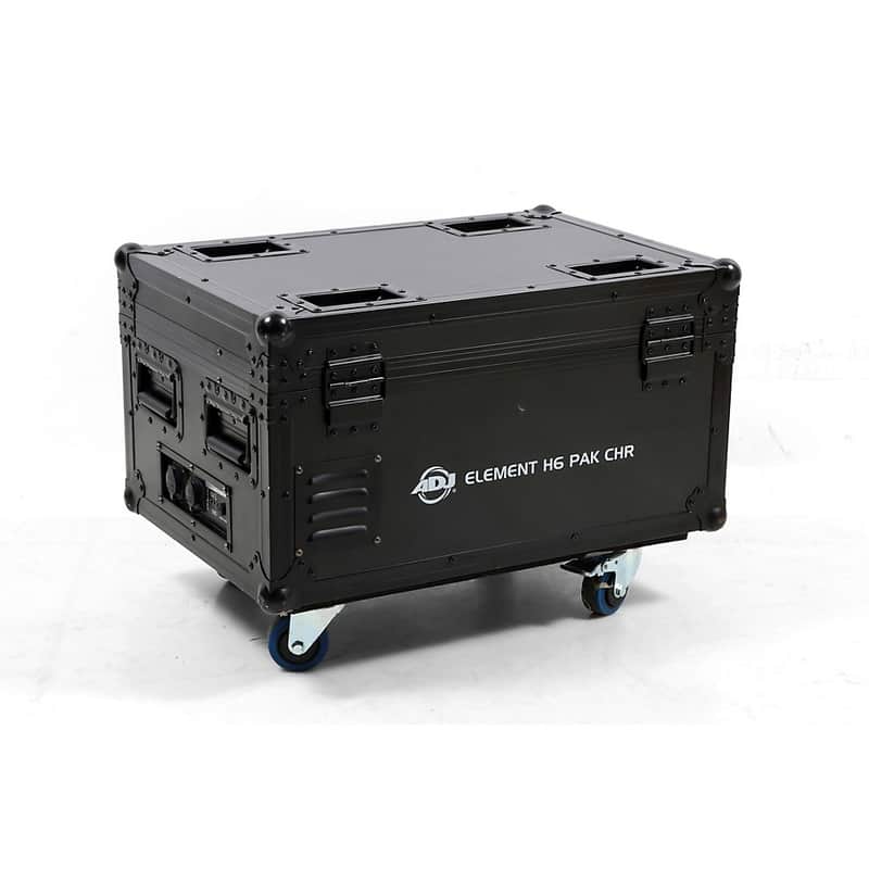 American DJ Element H6 6 pack battery powered pars with charge case and UCIR24 wireless remote Chrome Regular image 1