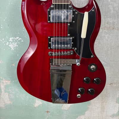 Vintage VS6V-CR Reissue Series Double Cut with Vibrola Tailpiece - Cherry Red image 2