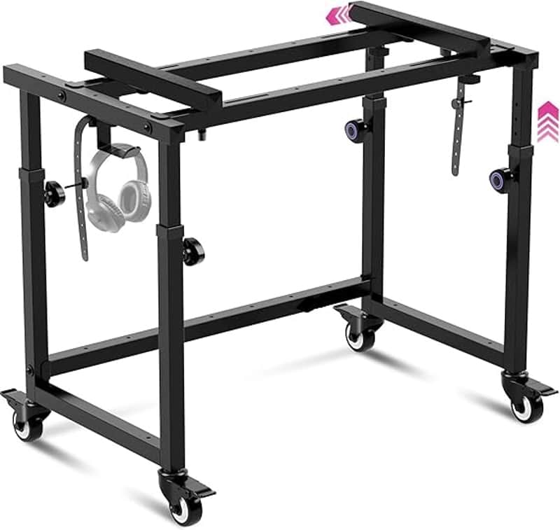 Piano Keyboard Stand - Electric Piano Stand for 49 54 61 88 Key - Piano Desk Music Stand Production - Piano Table Synth Stand Rolling Home Recording Studio Workstation DJ Keyboard Table image 1