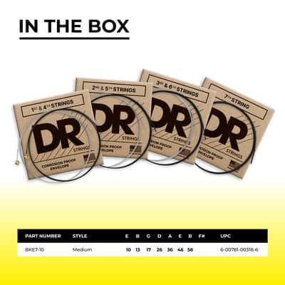 DR Strings BLACK BEAUTIES™ - BLACK Colored Electric Guitar Strings: 7-String Medium 10-56 image 4