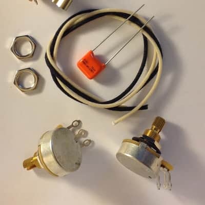 Wiring Harness Kit For P Bass 500k CTS 450G Knurled Pots .047uf 716P Orange Drop Cap image 2