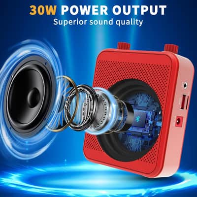 Voice Amplifier, 30W 2800mAh Rechargeable Personal Voice Amplifier with Microphone Headset, Portable Speaker for Multiple Locations Classroom, Meetings and Outdoors image 3