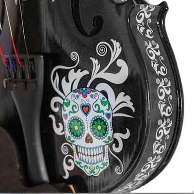 Sugar Skull Black Glitter  Violin - 3/4 image 3