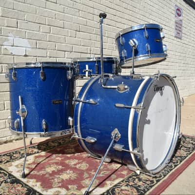 Vintage Pearl Kit "Tempro"  Drum Set with Snare in Blue Sparkle 20, 14, 12, 16 image 14