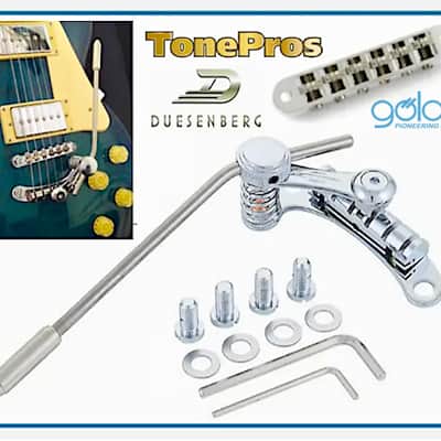 OUR BEST! Duesenberg/Goldo Les Trem II from Germany W/ Tonepros Roller Bridge Chrome 4 Gibson/Epi. Bolts On To Most Stop Tail Guitars, 1/3 weight of Bigsby! image 1