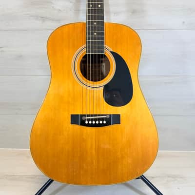Harmony H166 Dreadnought Acoustic Guitar Natural Made in Korea 1970's image 2