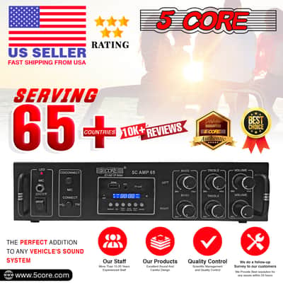 5 Core Amplifier 65W RMS Hi-Fi Stereo Power Amplifiers with USB AUX MIC SD Card Input Speaker Bass and Treble Control Music Player Sound Amplifier for Car Home Garage- 5C AMP 65-5C AMP 65 image 13