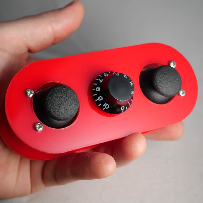 Red Acrylic Midi Controller with 2 Joysticks 2 Note Buttons and 1 Potentiometer Knob image 1