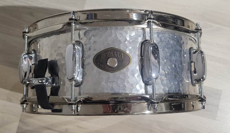 RARE Vintage Tama Hand Hammered 3mm aluminum 14x5.5 Snare drum PA355H image 1
