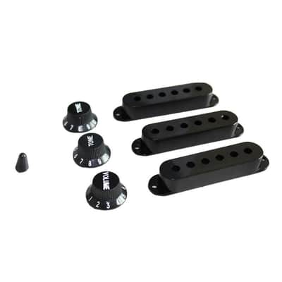 Black Guitar Parts Set Switch tip Single Coil Pickup Cover 1 Volume 2 Tone Knobs image 3