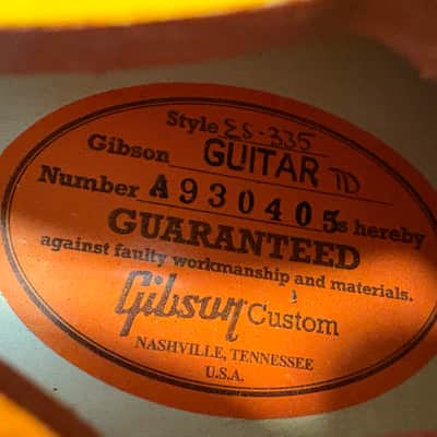 Gibson ES-335 Reissue 1959 Custom Shop 2023 Vintage Sunburst VOS image 10
