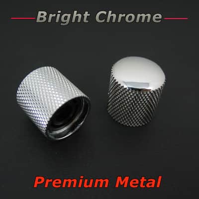 Premium Metal Control Knobs for Telecaster Knurled Inserts for Split Shaft Pots - Chrome image 1