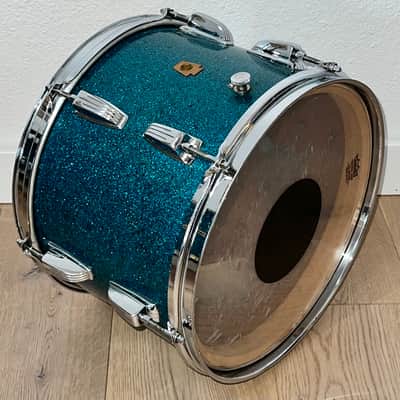 1950's WFL 4 Piece Drum Kit, Blue Aqua Sparkle, Complete W / Cases, Drop Dead Gorgeous image 17