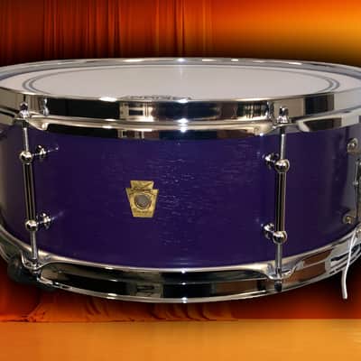 Ludwig  Pre-serial No. 491 Pioneer 5x14" 6-Lug  Snare w/ Keystone Badge, in Purple (refinished) image 4