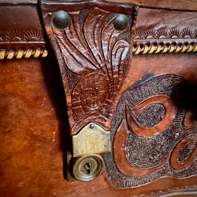 1950’s Western Motif Hand Tooled Custom Leather Dreadnaught Guitar Case image 9