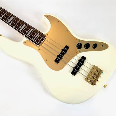 Squier Jazz Bass 40th Anniversary Gold Edition 2022 Olympic White image 8