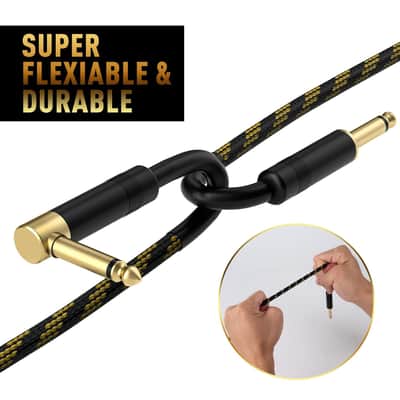 2 Pack Guitar Cable 4ft | 1/4 Inch TS Instrument Cables with Right Angle and Straight Connectors for Electric Guitar Bass Amp image 4