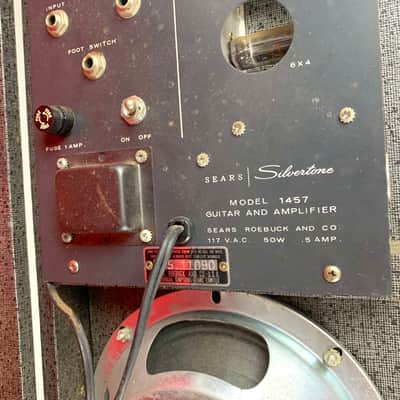 Silvertone 1457 with Case Amp W Tremelo 1964 - 1967 - Red Burst 2 pickup image 12