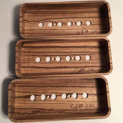Guilford Zebrawood P-90 Pickup Covers for Gibson/Lollar and others - Set of 3 Natural Wood image 3