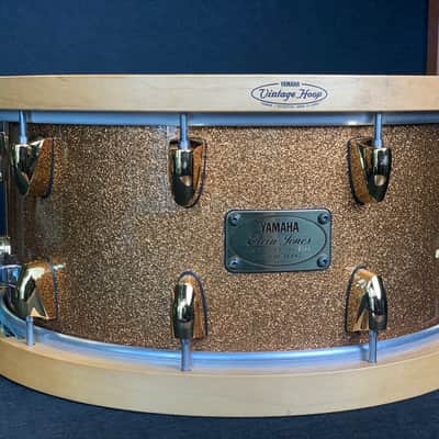 Yamaha MSD1470EJ Elvin Jones Signature 14x7" Maple Snare Drum with Wood Hoops, Gold Hardware 2000s - Gold Sparkle image 1