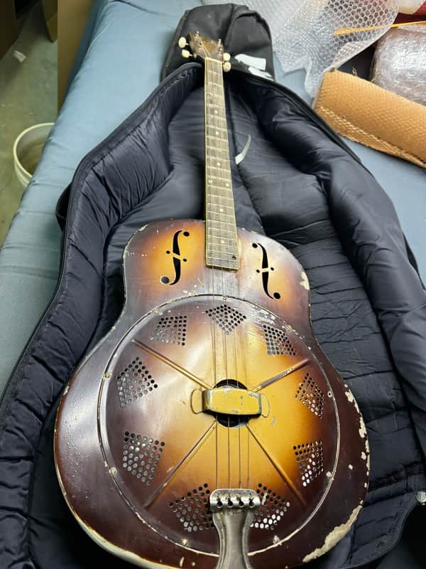 National Triolian Resonator Tenor-Steel Body-Brass Top 1930's - Walnut Burst #SR-814 image 1