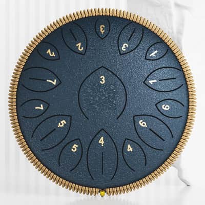 Steel Tongue Drum 12 Inch 15 Notes, Steel Drums Instruments for Kids Adults, Hand Pan Drum with Music Book, Drum Mallets and Carry Bag, Handpan C Major, Navy Blue image 2