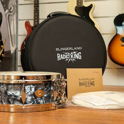 Slingerland Radio King Limited Edition 14x05 - Black Diamond Pearl Wrap image 1